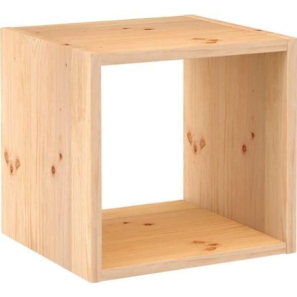 Opbevaringsterning af massiv fyrretræ - 36,2 x 36,2 x 33 cm - råt træ