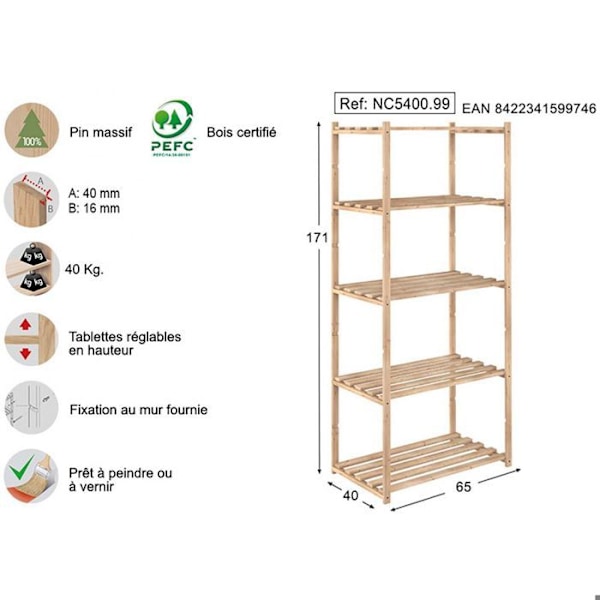 Hyllysarjan syvyys 40 cm Natura Naturlig