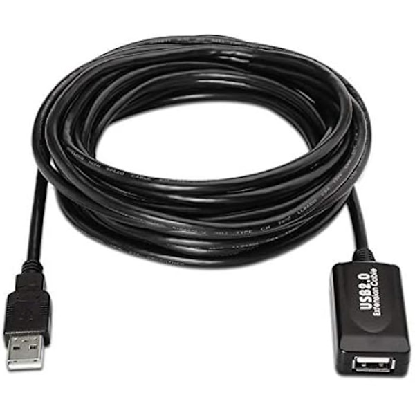 AISENS A101 – 0019 – USB 2.0 forlængerkabel med forstærker (10 m, avanceret chipset) Farve Sort