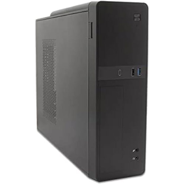 CoolBox T310, Micro ATX Slim PC Case med 300SBZ USB-C-kilde, lavprofil grafikkortstøtte, konvertibel: Sort