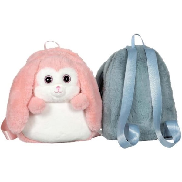 Fluffy Bag - GIPSY TOYS - Pehmustettu reppu - Vaaleanpunainen ja valkoinen pupu 30 cm Rosa, Vit
