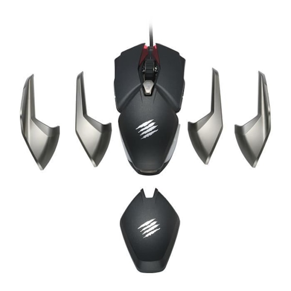 Madcatz B.A.T. 6+ Ambidextrous Gaming Mouse - 16000 DPI & 2000Hz sensor - 2ms DAKOTA Switch - Handledsstöd Svart, Grå, Röd