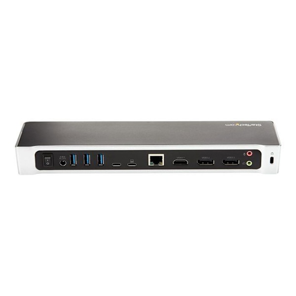 USB-C-tukiasema kolmella 4K-näytöllä kannettavalle tietokoneelle - STARTECH.COM - 2x DP 1x HDMI - Virransyöttö