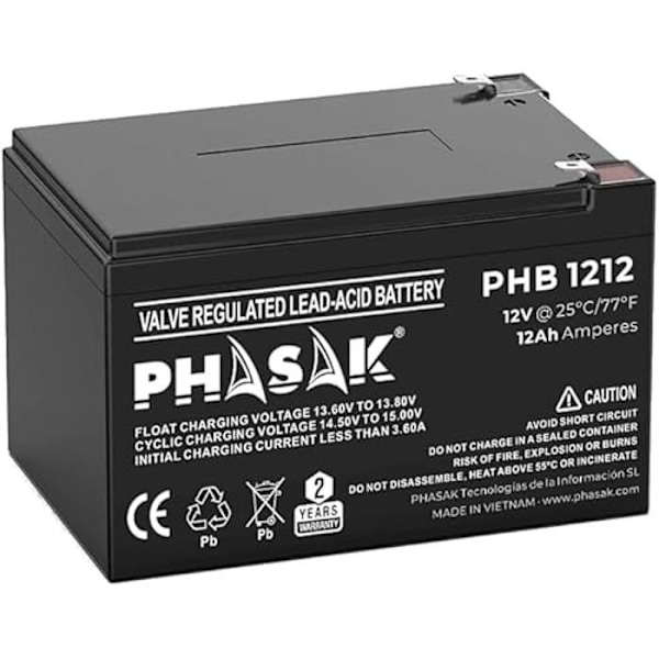 Phasak batteri 12 V 12 Ah - Standard forseglet bly-syre batteri