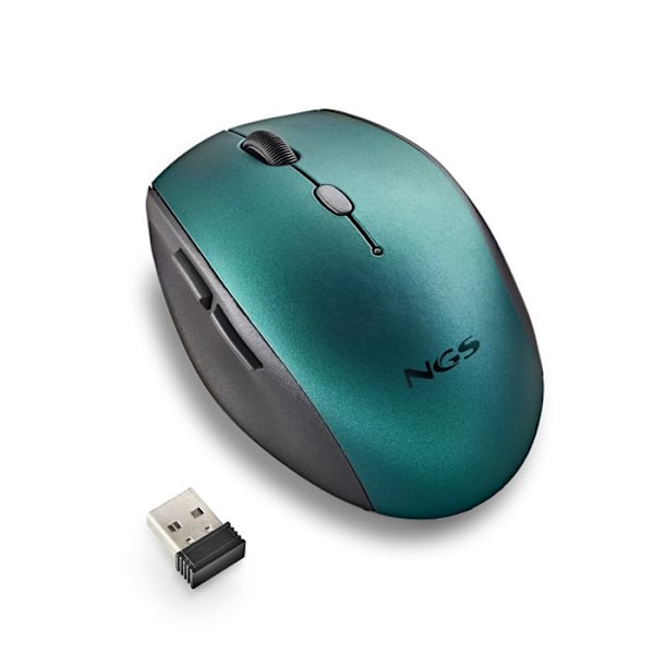 NGS BEE BLUE: Ergonomisk trådlös mus med tysta knappar. Justerbar DPI: 800/1200/1600. Högerhänt. Plug & Play. Färg