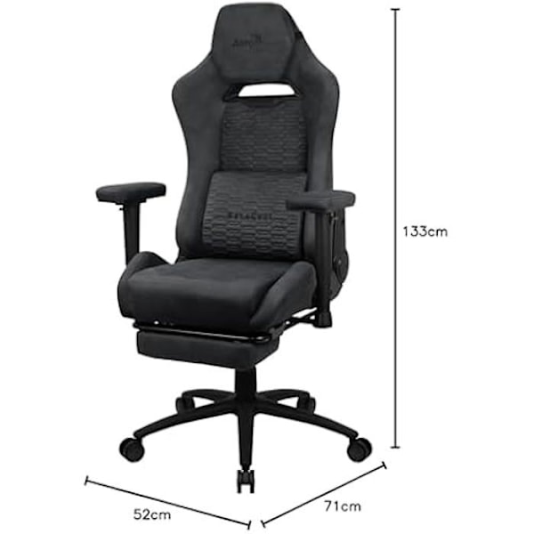Aerocool ROYALSLATEGR Premium Ergonomic Gaming Stol - Grå - Benstöd - Aerosuede Technology Grå