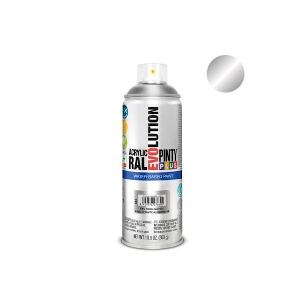 Sprayfärg - GENERIC - Pintyplus Evolution - 520cc - Ral 9006 Vit Aluminium - Vattenbaserad Ral 9006 Vit Aluminium