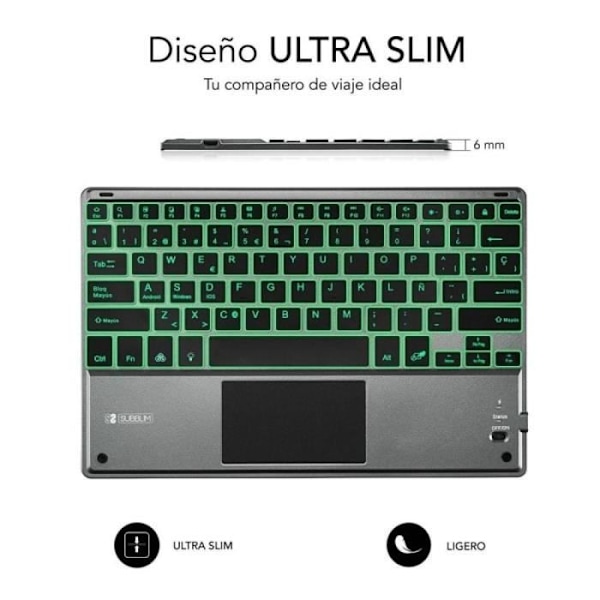 Teclado Compacto Inalámbrico af Bluetooth Subblim Touchpad Smart Blacklit/Gråblå