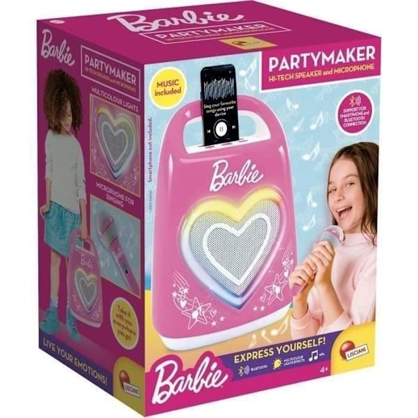 Bluetooth-högtalare - LISCIANI - Barbie Party - Mikrofonkompatibel - Smartphone-anslutning - Idealisk för sång och dans Rosa