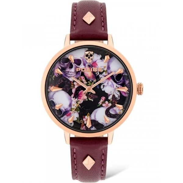 Ur - Police - PL16034MSR02A - Rødt læder - Rustfrit stål - 36MM