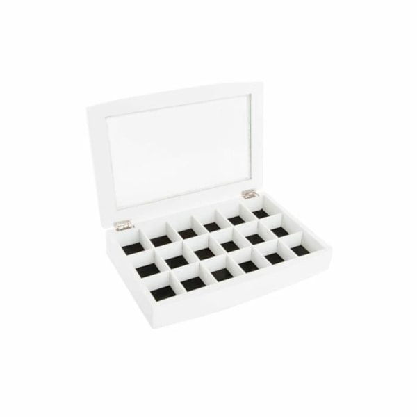 Smykkeskrin - WADIGA - 30 x 20 x 5 cm - MDF træ - Glas - 18 rum Vit