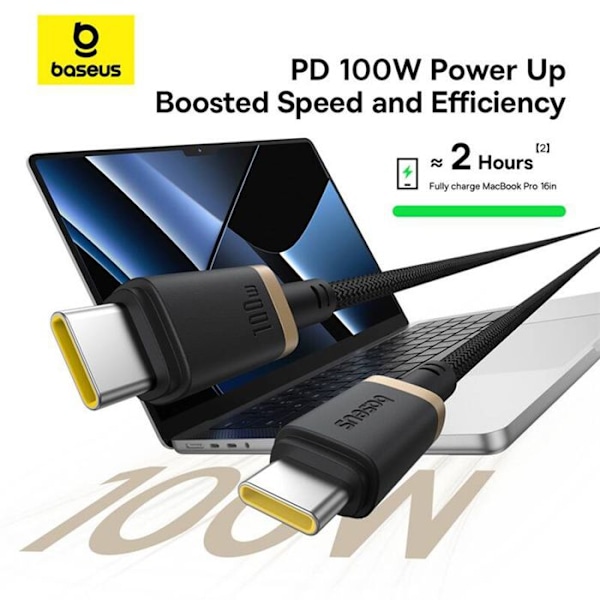 USB-C USB-C -datajohto, 100 W, 1 m - Baseus Dura (P1037780803U01-00) - Musta