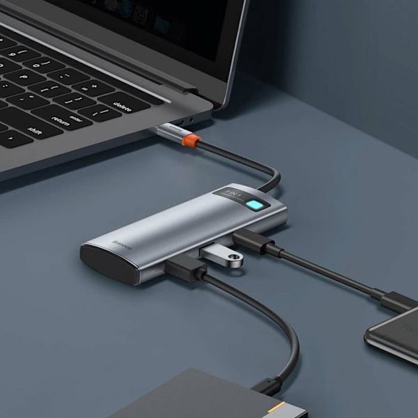 HUB USB 7-in-1 - Baseus - Type-C 2x USB 3.0:een - HDMI 4K 30Hz - PD 100W - RJ45 1Gbps