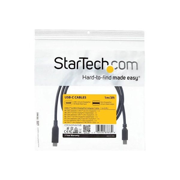 USB-C - Mini DisplayPort 4K 60 Hz -sovitinkaapeli - STARTECH - 1 m - Musta
