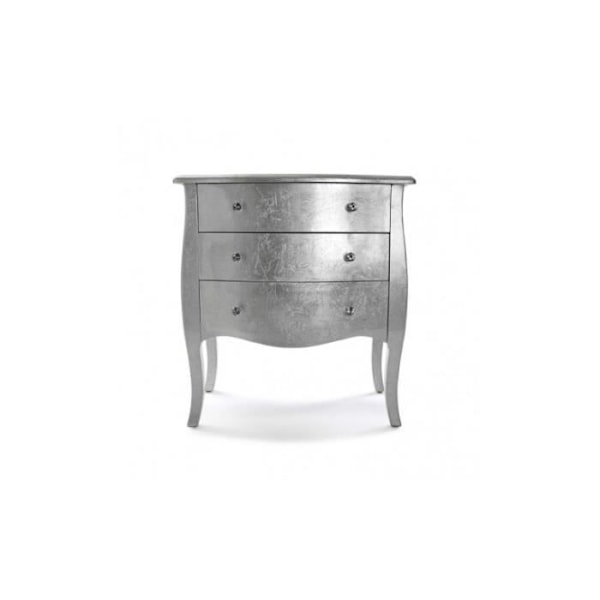 Kommode - VERSA - CAGLIARI - 3 skuffer - Grå - Sølv blade Silver blad