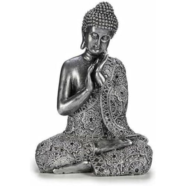 Koristehahmo - LAHJAKORJAUS - Istuu Buddha - Hopea - 22 x 33 x 18 cm - 4 kpl Flerfärgad