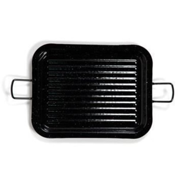 Rektangulär emaljerad plancha - Gjutjärn - 27 x 21 cm - för gas- eller grillglöd Svart