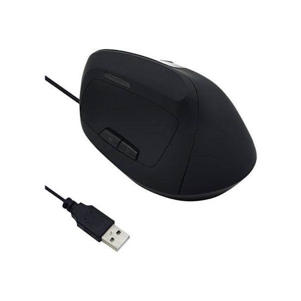 Ewent EW3157 optisk ergonomisk mus - Sort - 6 knapper - Kablet