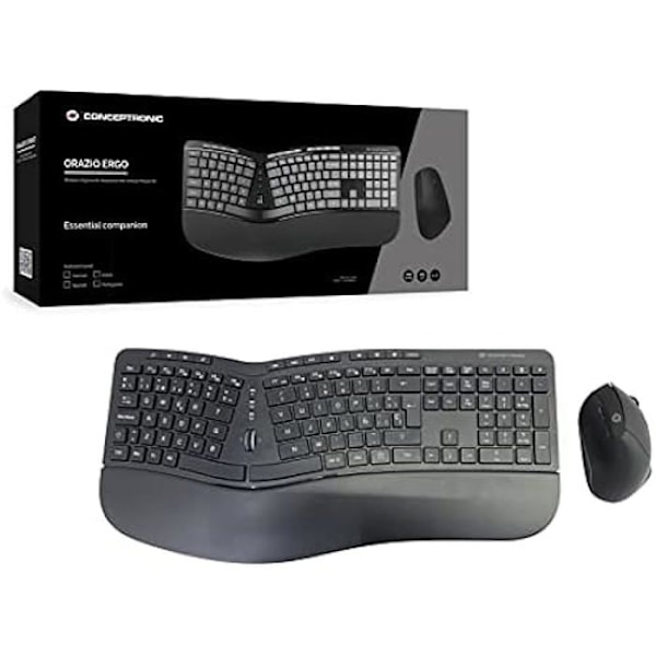 Ergonominen näppäimistö ja pystyhiiri - CONCEPTRONIC - ORAZIO02ES - Langaton - espanja - 125 näppäintä
