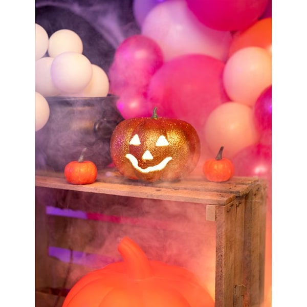 Glitrende lysende Halloween græskar 17 cm - Orange Orange