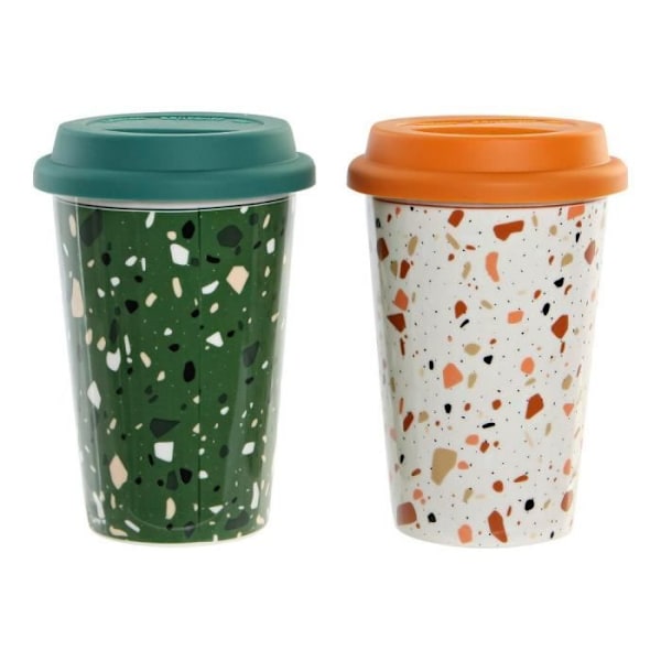 Tasse mug DKD Home Decor Terrazo Silikone Porcelæn (400 ml) (4 stk)