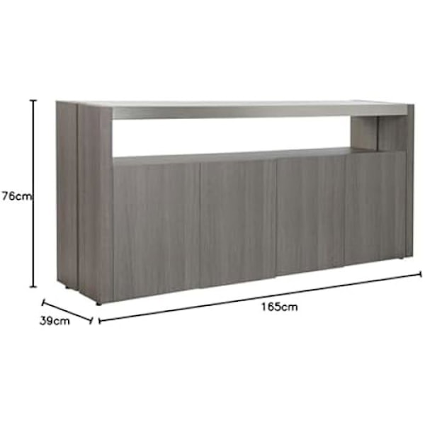 Skænk - DKD HOME DECOR - Standard - Aluminium og eg - Hærdet glas - Grå grå