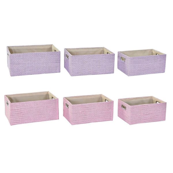 Förvaringskorg polyester DKD Home Decor 40,5x27,5x18 cm (x2) rosalila