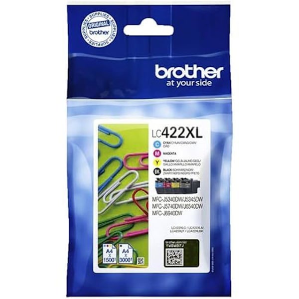 Originale Brother LC422XL blækpatroner - Sort/Cyan/Magenta/Gul