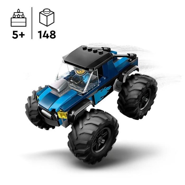 LEGO® 60402 City Den blå monstertrucken, terränglastbilsleksak och förarminifigur, barnpresent Blå