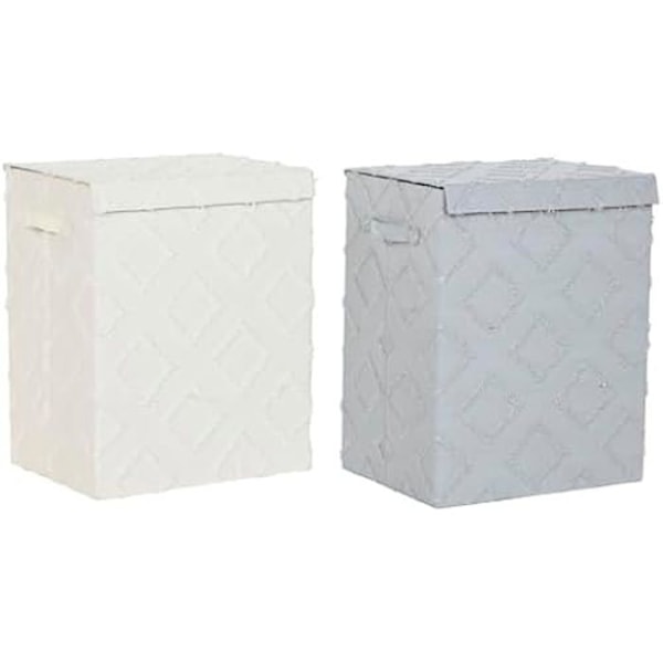 Korg - HOME ESPRIT - Krämgrå - 40 x 30 x 50 cm - 2 enheter - Flerfärgad Flerfärgad