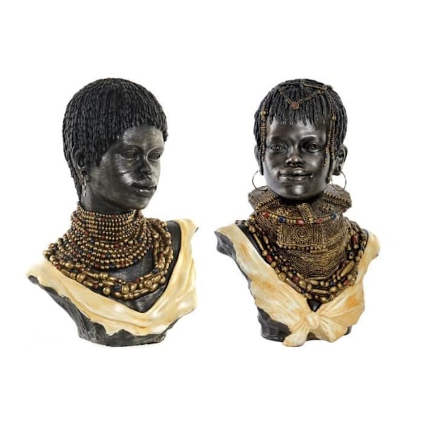 Afrikansk dekorativ figur 26 x 20 x 42 cm svart kolonial beige (2 enheter)