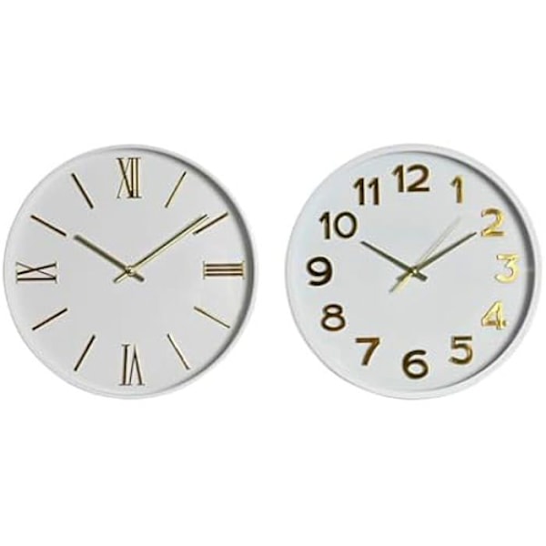 Væghængt Ur - HOME ESPRIT - Hvid guld - PVC - 30 cm - Moderne Flerfärgad