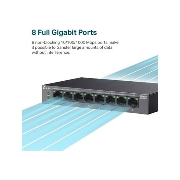Switch autonome - TP-LINK - LiteWave LS108GP - 8 porte Gigabit - Poe+ - Ikke administreret