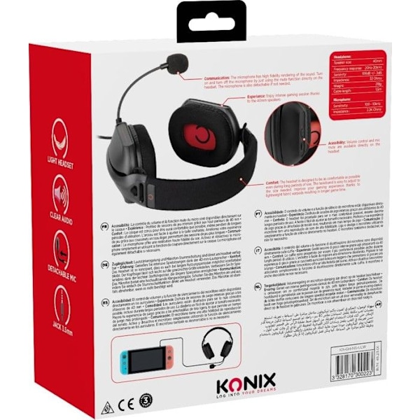 Konix Skylite langallinen pelikuuloke ultrakevyt Nintendo Switchille