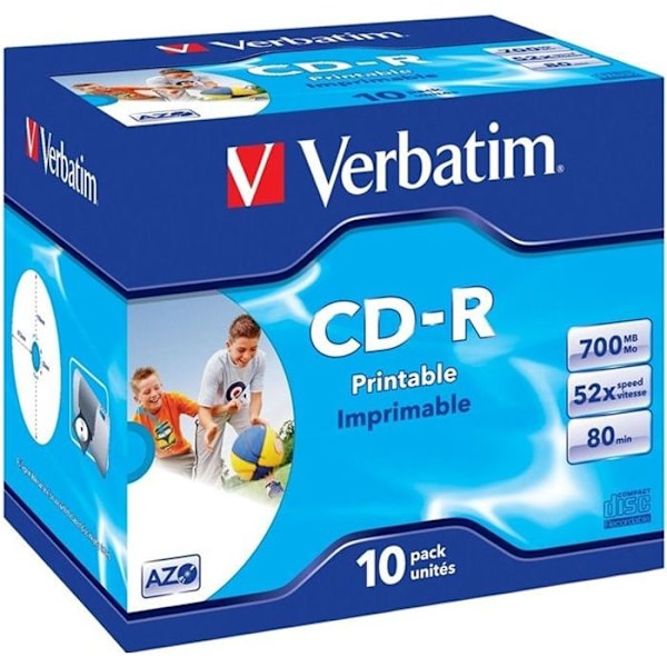 CD-R Printbar VERBATIM - 80 min 52x (10) - 700 Mo Super Azo