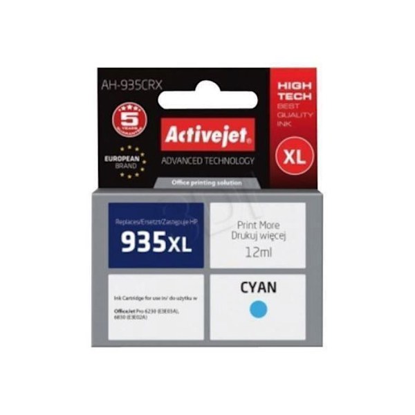 ActiveJet Premium AH-935CRX 12 ml XL cyan blækpatron (alternativ til: HP C2P24AE) til HP Officejet 6812, 6815, 6820;…