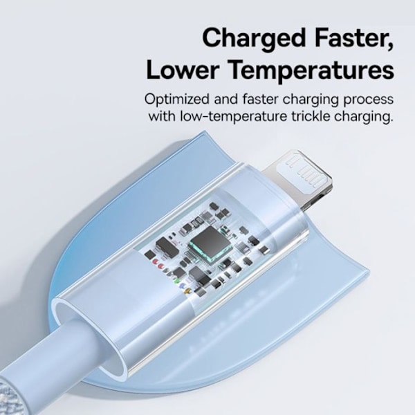 USB-C - Lightning -kaapeli, Nopea Lataus 20W, 2m - Baseus Gem (P10373001311-01) - Galaksinsininen