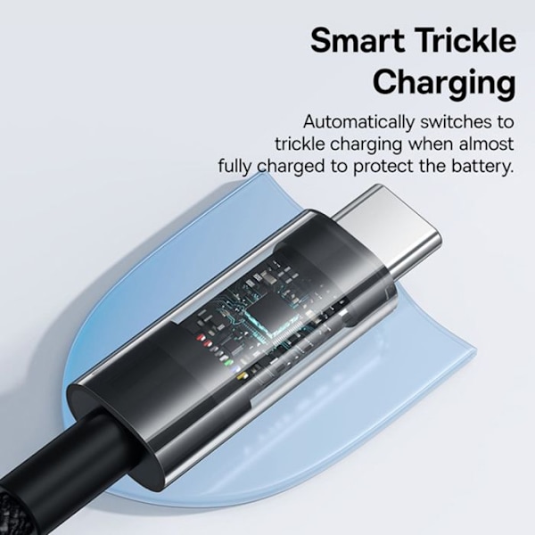 USB-C kaapeli Type-C, Supernopea Lataus 100W, 2m - Baseus Gem (P1037373000111-01) - Cluster Black