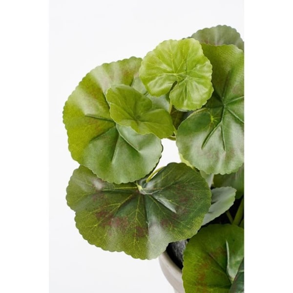 Konstgjord pelargonplanta i cementkruka - H34 x Ø20 cm - Kräm - Glimmerdekorationer Grädde