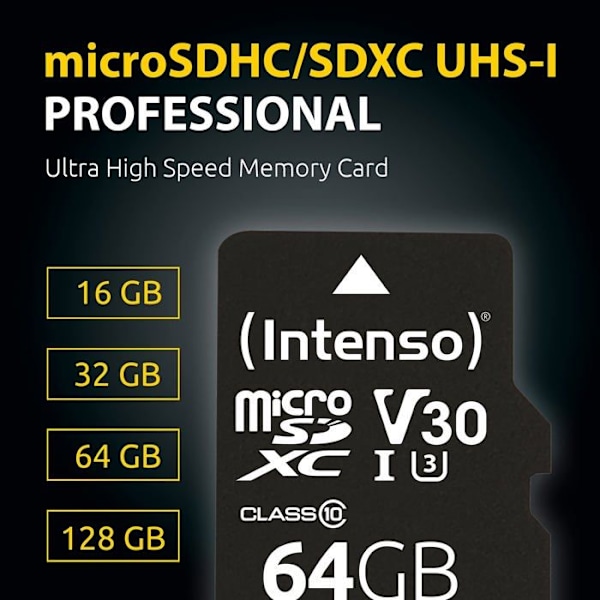 Intenso Professional 64 GB microSDXC hukommelseskort - UHS-I - Klasse 10