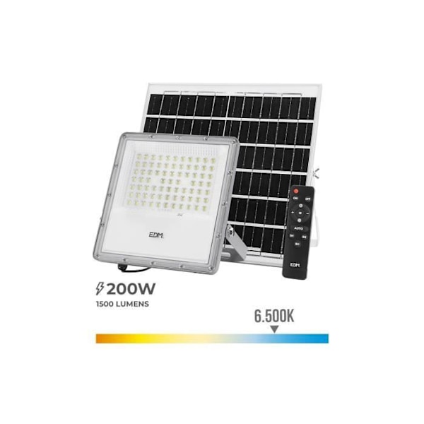 GENERISK Solar LED Floodlight - 200W - Kold hvid 6500K - IP65 Kall vit (6500K)