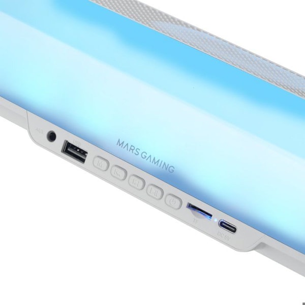 Mars Gaming MSB-ORB, 20W bærbar højttaler og soundbar, Orbilight RGB 360, Triple Driver, Bluetooth 5.3/MicroSD/AUX/FM, Hvid