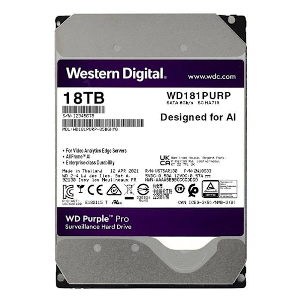 Western Digital WD181PURP 18 TB 3,5" harddisk