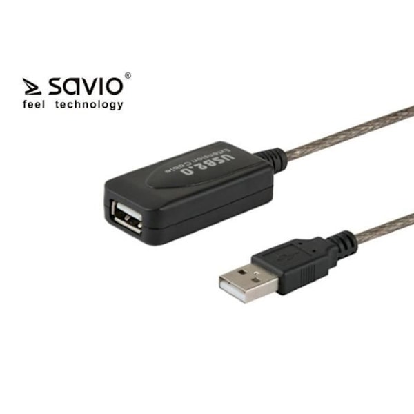 SAVIO CL-130 USB aktiv portforlængelse 10m USB 2.0-A han USB 2.0-A hun Sort