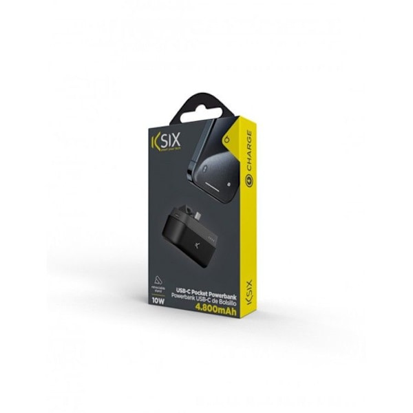 KSIX BPB4800S01N sort powerbank - 4.800 mAh - USB-C han - Opladning via USB-C Svart