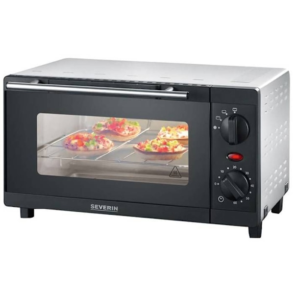 SEVERIN 9 L kompakti miniuuni - 800 W grillillä ja keittolevyllä - Musta/hopea TO2052