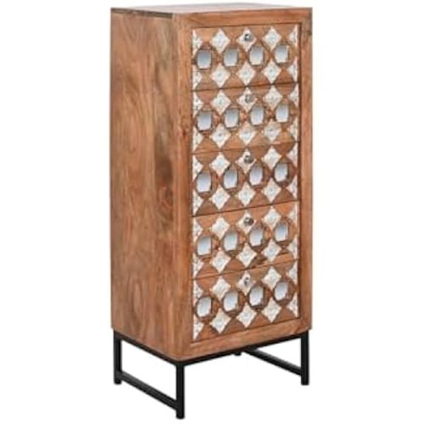 Kommode - HOME ESPRIT - Brun Sort sølv - Mangotræ - 50 x 110 x 40 cm - Skuffe(r) Flerfärgad