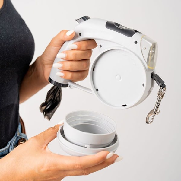 Retractable hundeleash - InnovaGoods - Leashic - 6-i-1 - LED-lys - Praktiske rum mörkgrå