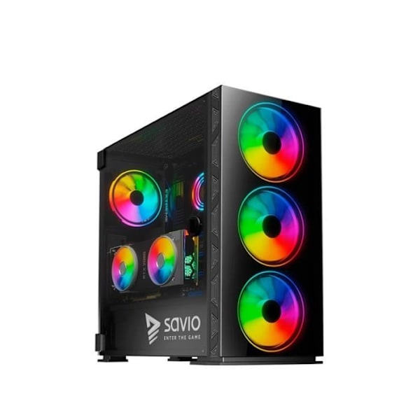 Boîtier PC SAVIO PRIME X1 ARGB mustassa lasissa