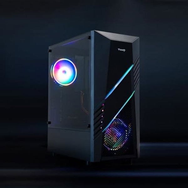 TOOQ TQGCC102-B - "Biohazard" ATX/Micro-ATX/Mini-ITX Mid-Tower Gaming-taske, hærdet glas, frontpanel med RGB, farve